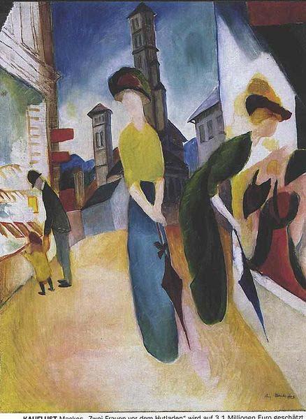 August Macke Two women in front of a hat shop China oil painting art